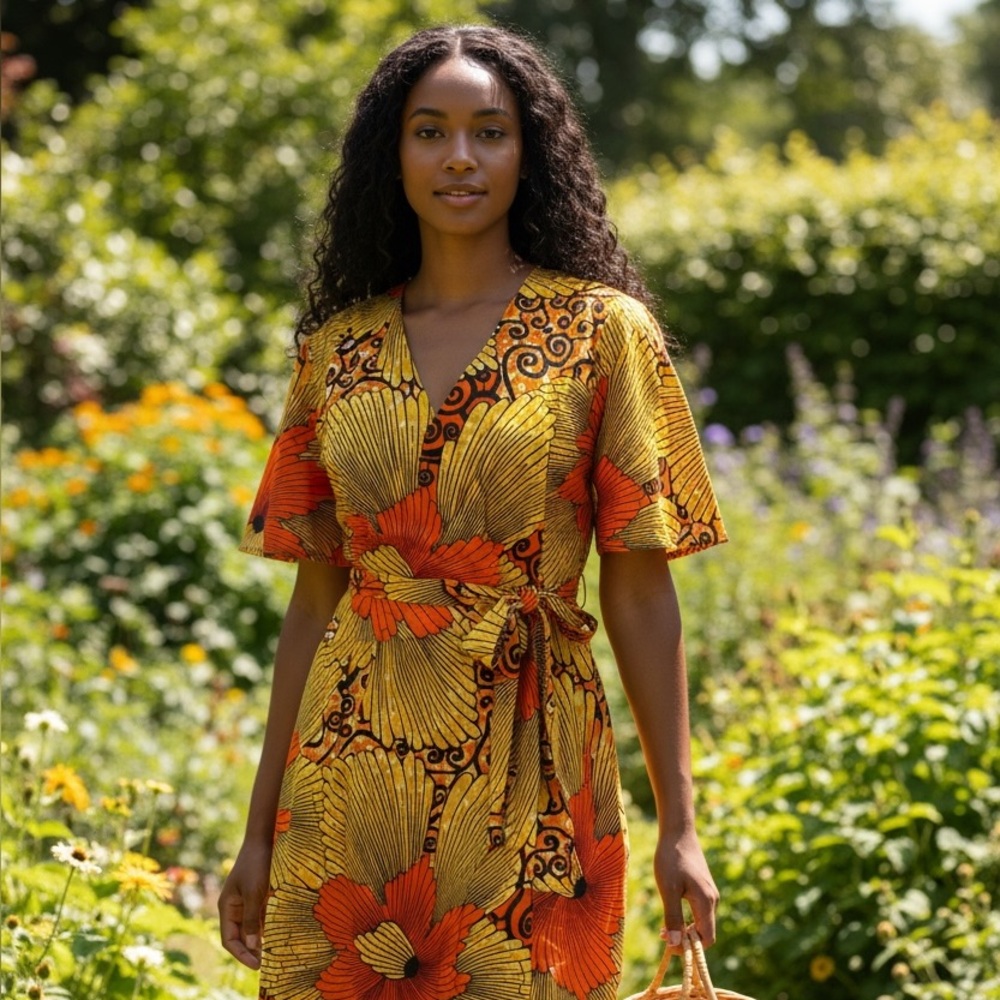Flare sleeve dress